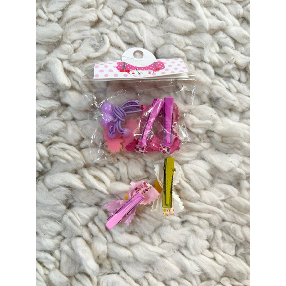 Girls Unbranded Hair Accessories Set Pink Yellow mini Bows Clips - Picture 4 of 4